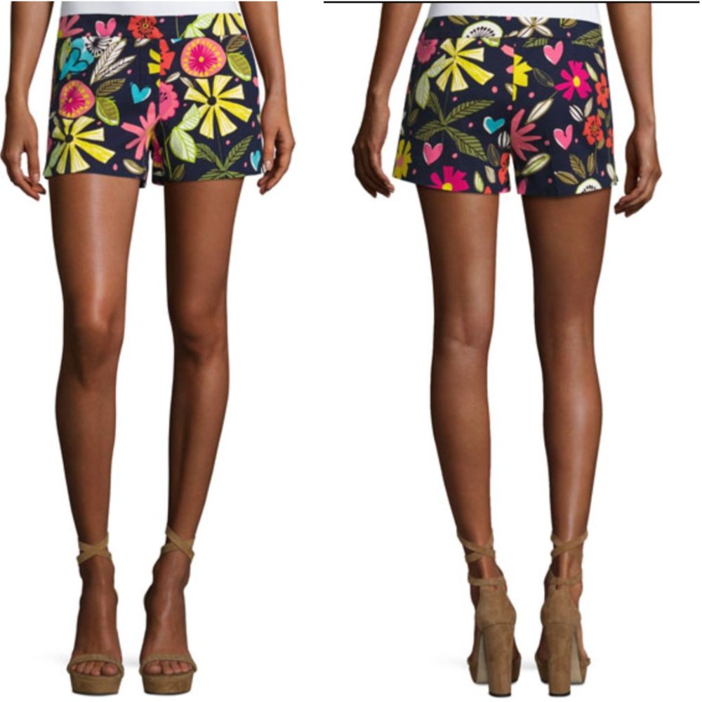 Trina Turk Floral Pop Navy Shorts with Pink, Yellow & Teal